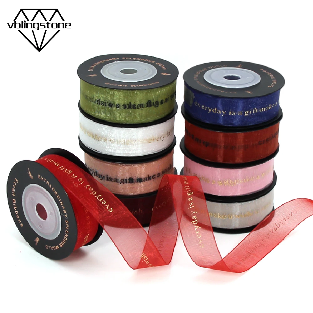 20 мм лента из органзы каждый день это подарок сделай сам напечатанная с желанием