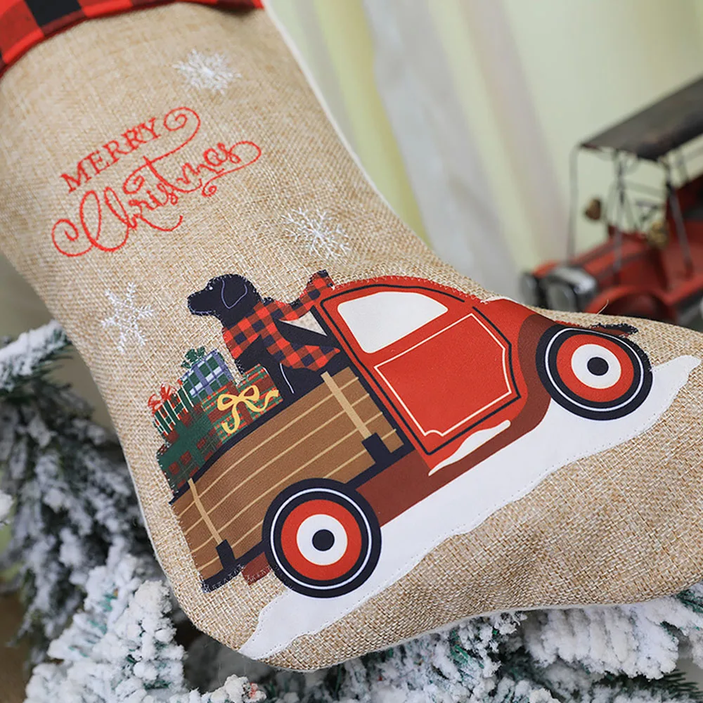2 шт./пакет/автомобиль с изображениями на тему Рождества Носки из красного и