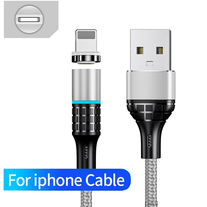 For ios Sliver Udyr Магнитный кабель Micro usb type C зарядный кабель для samsung iPhone 7 6 зарядное устройство быстрый Магнитный кабель USB C Шнур адаптер для проводов - Цвет: For ios Sliver