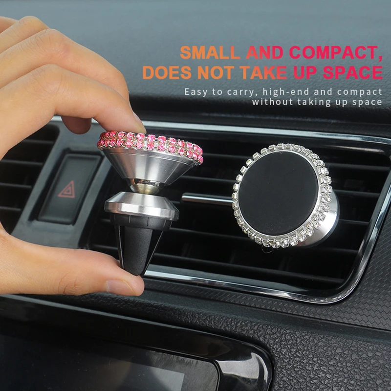 

New Magnetic Car Phone Holder for Phones Universal Car Air Vent Holder Cell Mobile Phone Mount Bling Car Accessories for Girls