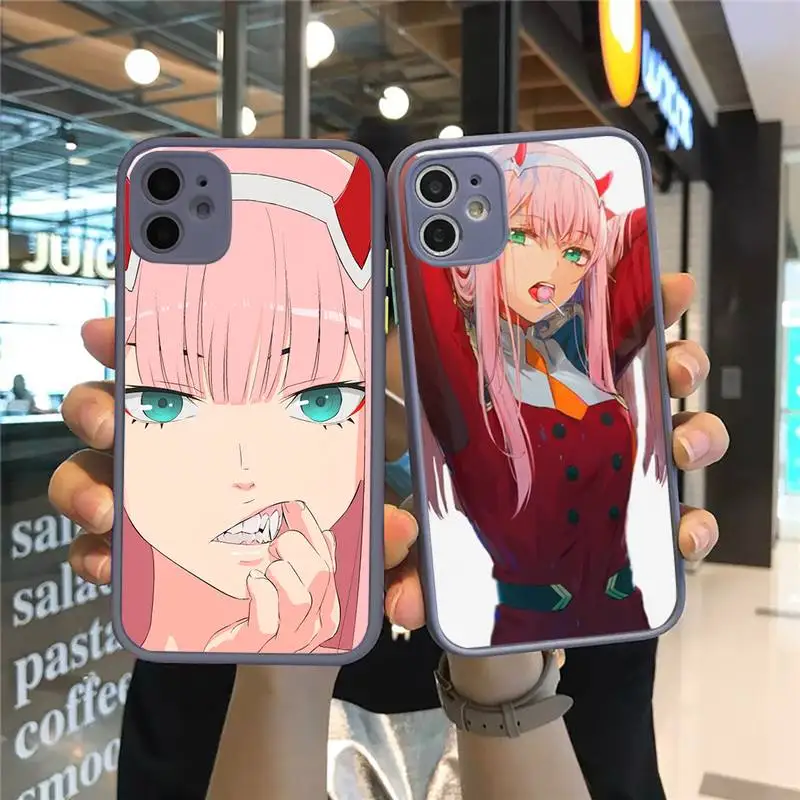 

sexy Zero Two Darling FranXX Anime Phone Cases Matte Transparent for iPhone 7 8 11 12 s mini pro X XS XR MAX Plus cover funda