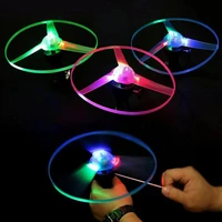 new funny spinning flyer luminous flying led light handle luminous fashion sport toys for kids children novelty gag toys