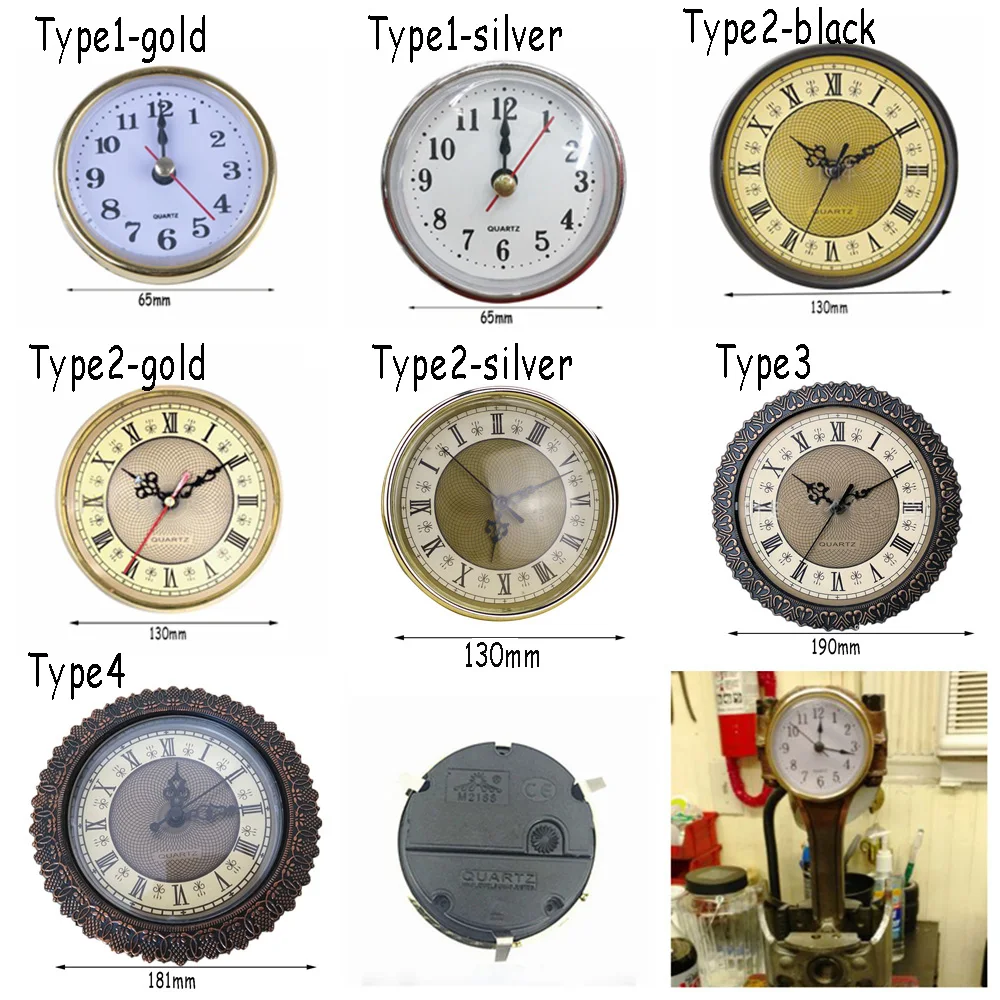 Shellhard 2-1/2&quot (65mm) Clock Quartz Movement Insert Roman Numeral White Face Gold Trim | Дом и сад