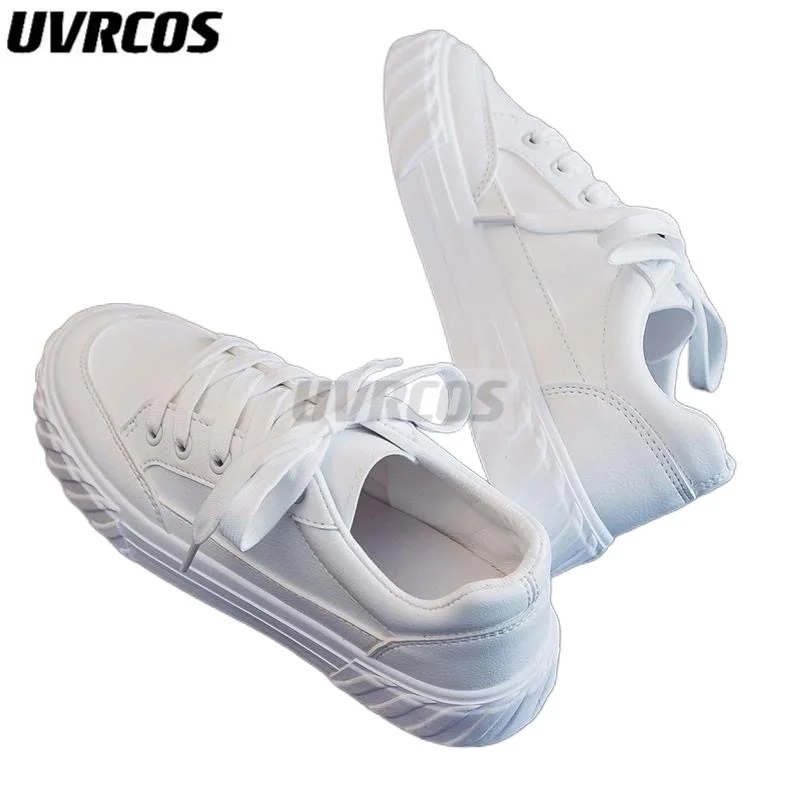 Прошитые Белые женские кроссовки Женская Вулканизированная спортивная обувь на