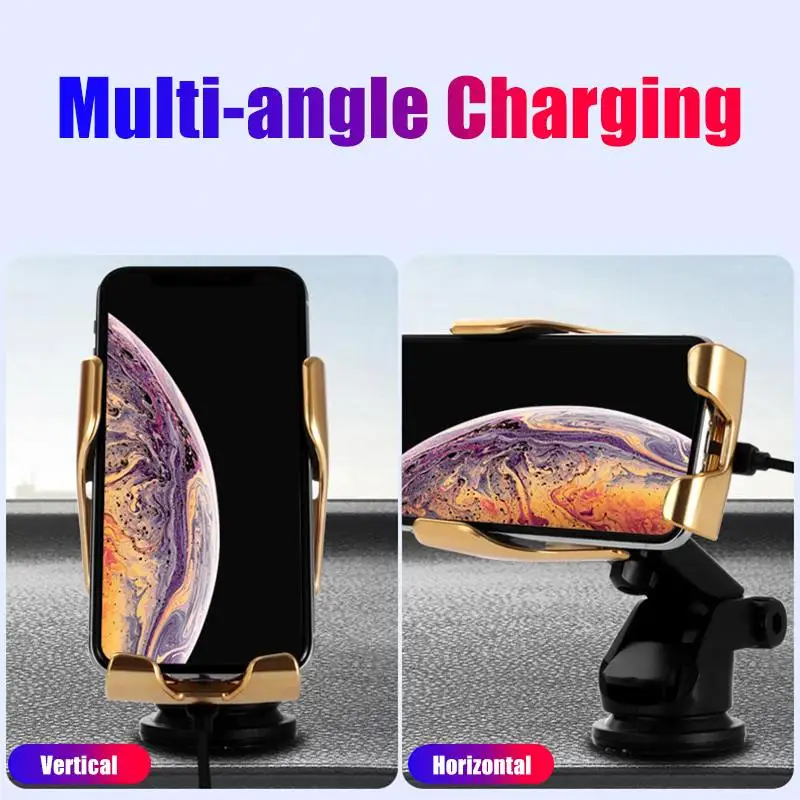 10W Wireless Charger Car Holder Automatic Clamping Smart Infrared Sensor Qi GPS Air Vent Mount Mobile Phone Bracket Stand