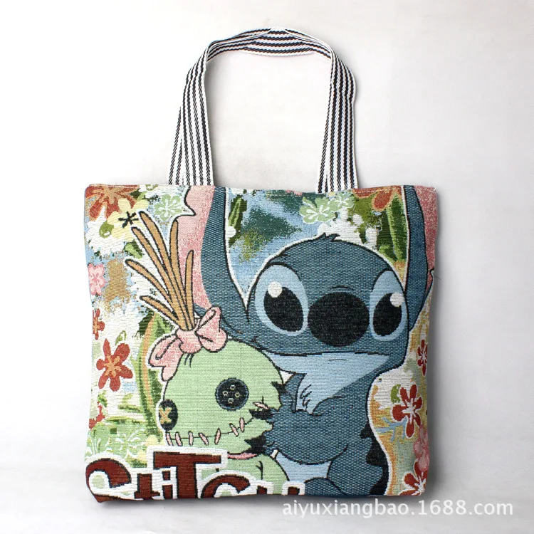 Сумка-шоппер Женская холщовая мультяшный вместительный саквояж на плечо с