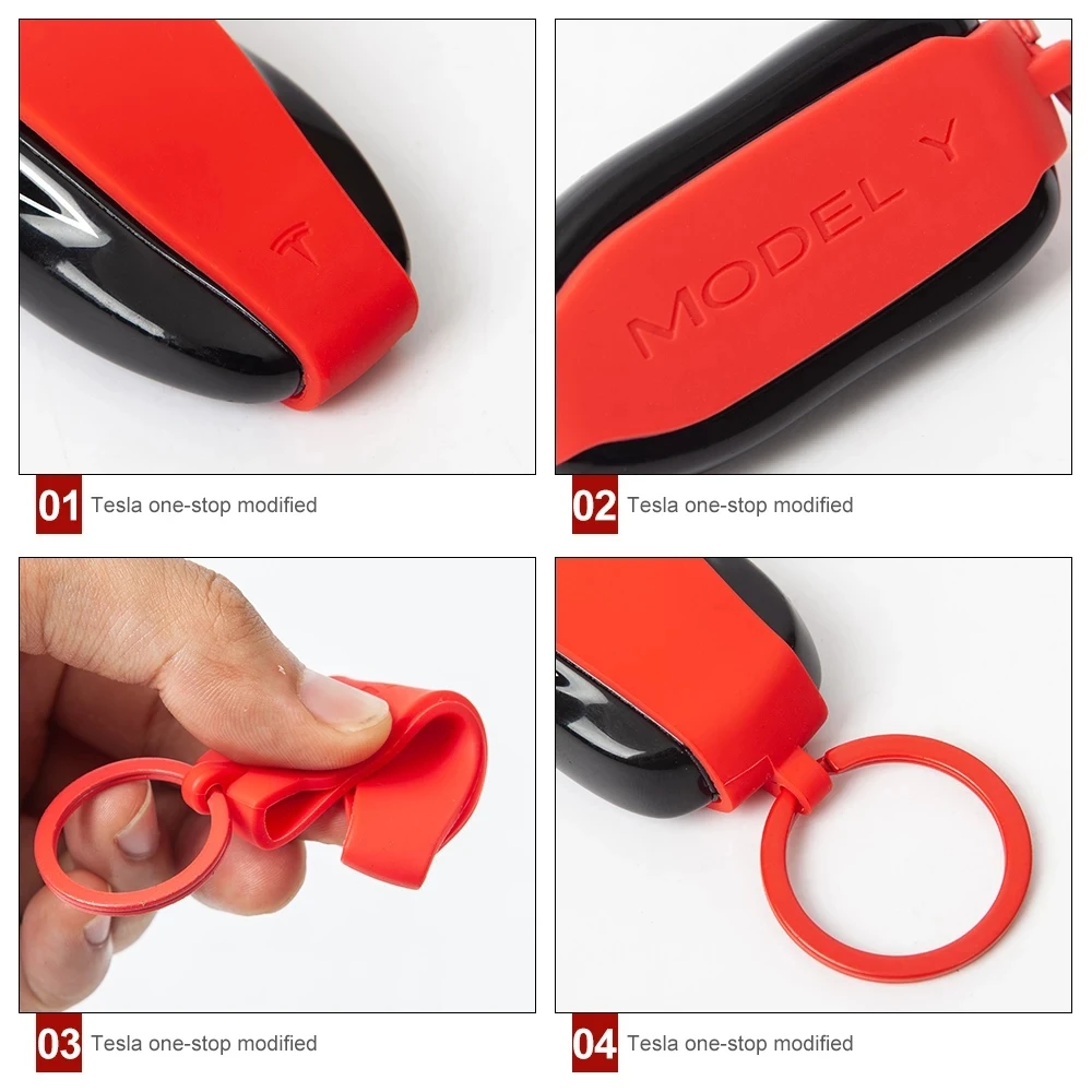 

2020 Silicone Car Key Cover Case Shell Fob For Tesla Model Y Key Rubber Protector Keychain