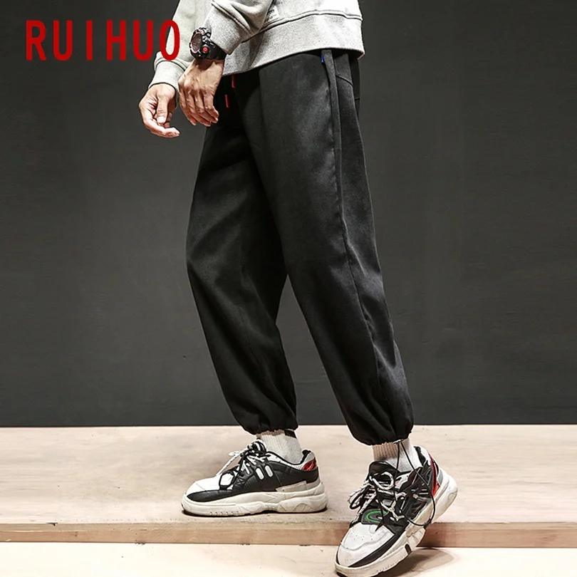 

RUIHUO 2021 Spring New Ankle-Length Casual Pants Men Joggers Male Trousers Casual Mens Joggers Cotton Trousers Hip Hop M-5XL