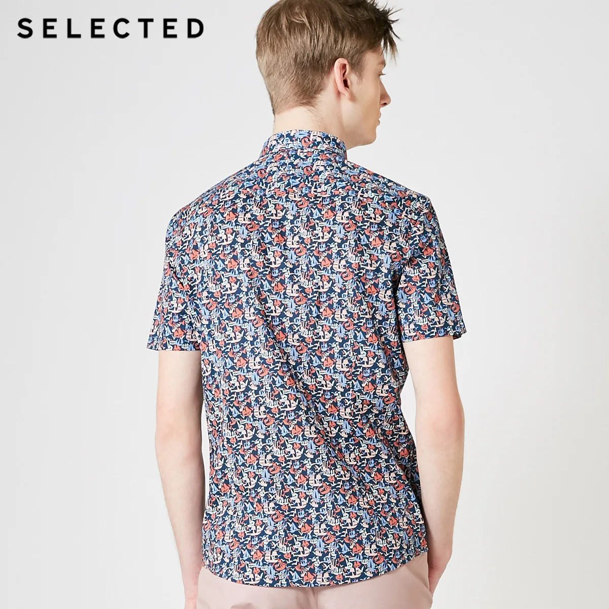 Мужская хлопковая Повседневная рубашка с короткими рукавами принтом в стиле