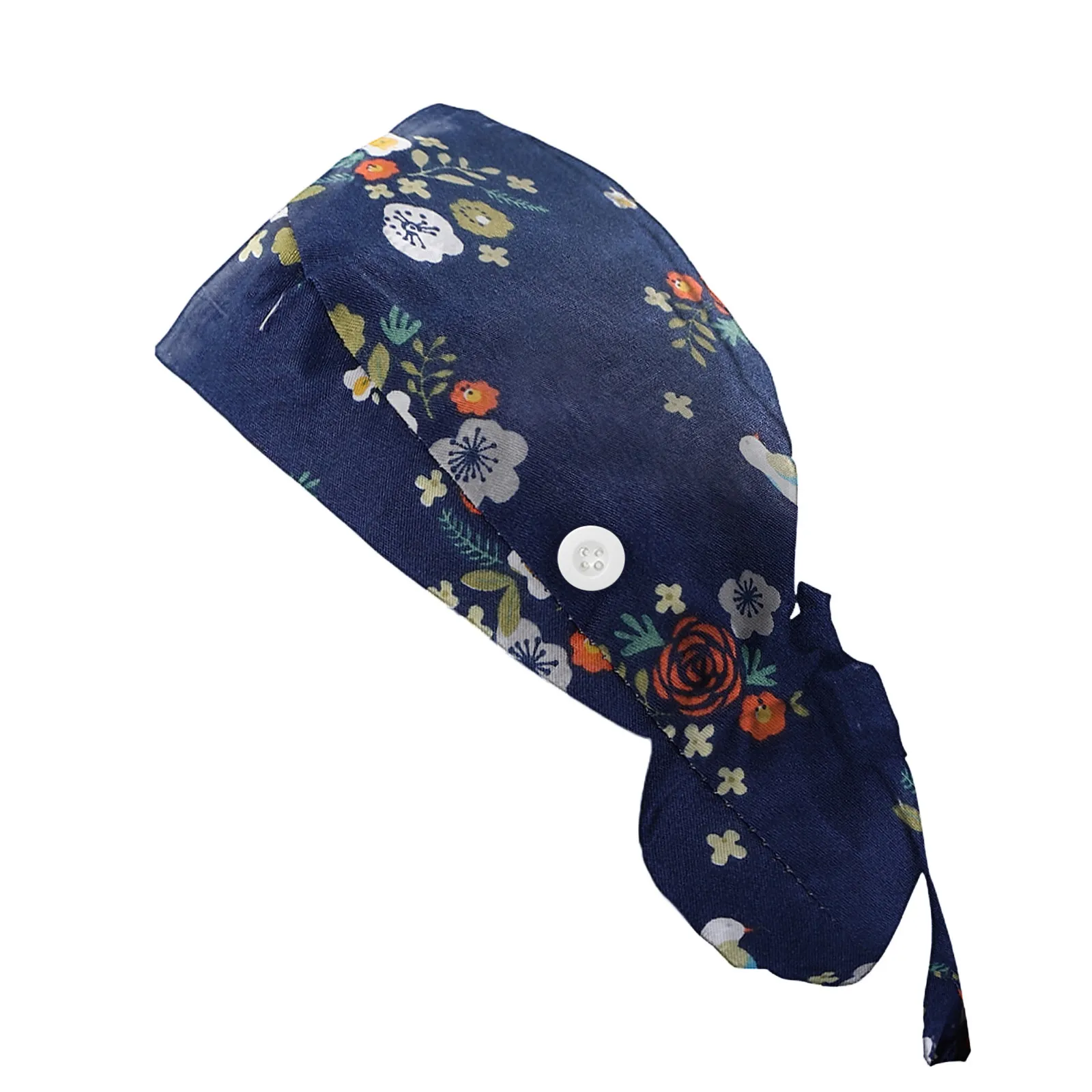 

High Quality Cartoon Print Sweat-absorbent Scrubs Hat Beautician Cute Hat Spa Lab Men And Women Adjustable Scrubs Caps Wholesale