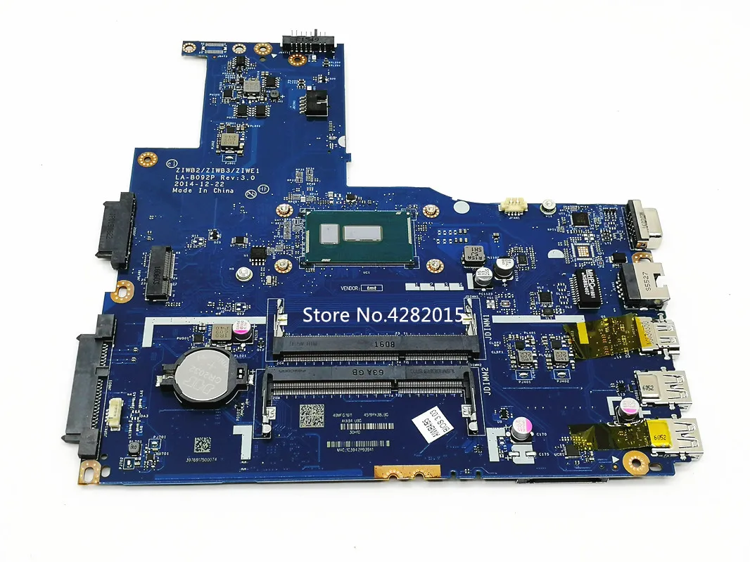 

Free Shipping 5B20H41722 For Lenovo B40-80 Laptop Motherboard with SR215 3205 CPU ZIWB2 ZIWB3 ZIWE1 LA-B092P main board Test OK