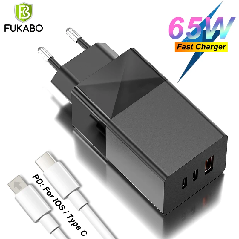 65 Вт GaN 4 0 3 USB C Быстрая зарядка US/EU/UK/AU/KR штекер Тип PD lightning для iPhone 12 11 Pro X XR XS Max 8