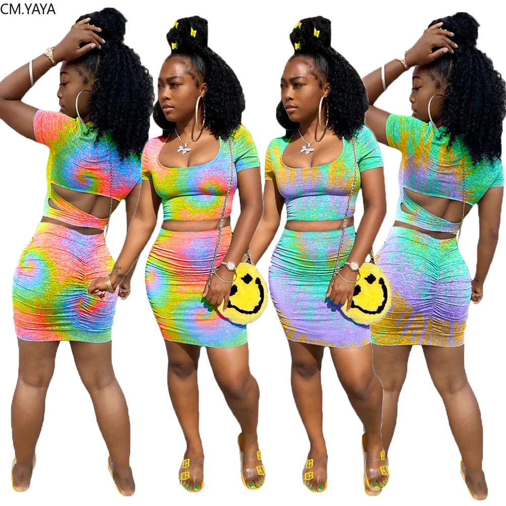 2020 женские тай дай принтом комплект из двух предметов спортивные костюмы Мини