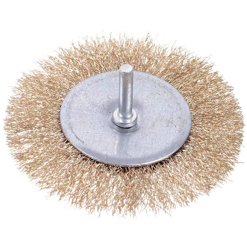 

15 Pack Brass Coated Wire Brush Wheel Cup Brush Set with 1/4-Inch Round Shank, Coated Wire Drill Brush Set