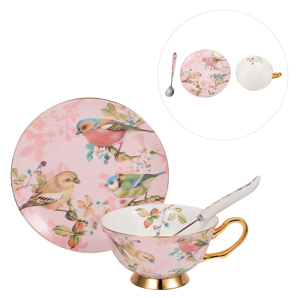 

1 Set Practical Ceramic Coffee Cup Coffee Spoon Saucer Kit (Assorted Color)