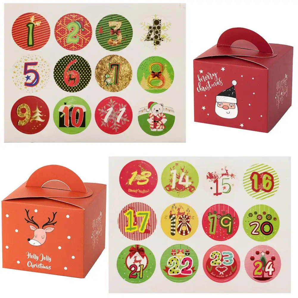 Christmas Advent Calendar Kraft Box Crate Set Square Gift Fruit Candy Storage | Дом и сад