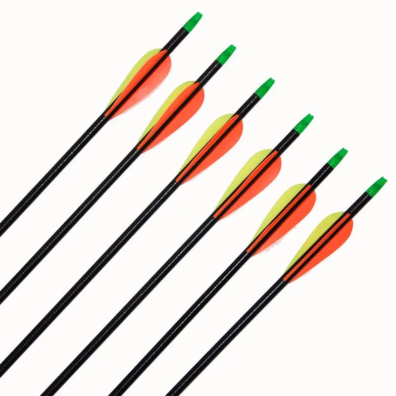 6 шт./партия трехдюймовые стрелы из стекловолокна с белыми и синими перьями |