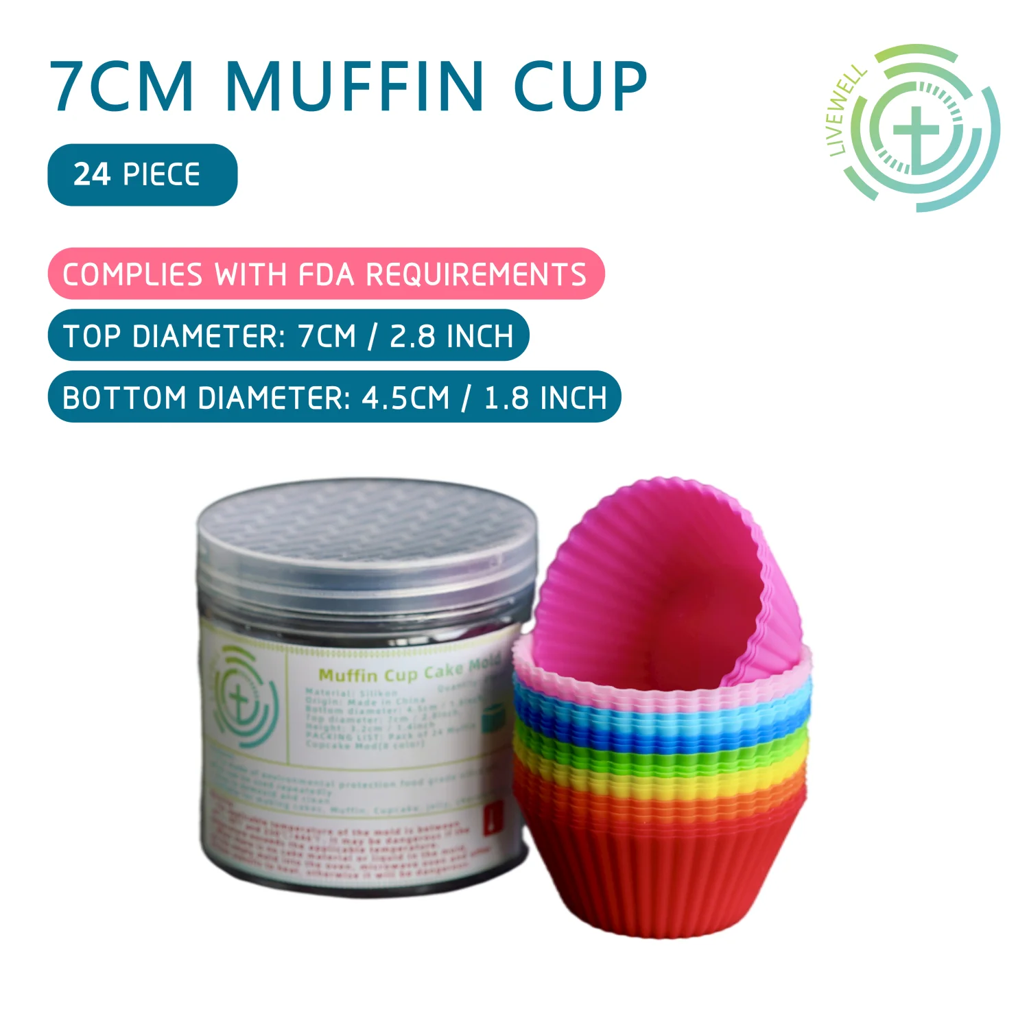 24 упаковки в коробке силиконовые формочки для кексов вкладыши маффинов