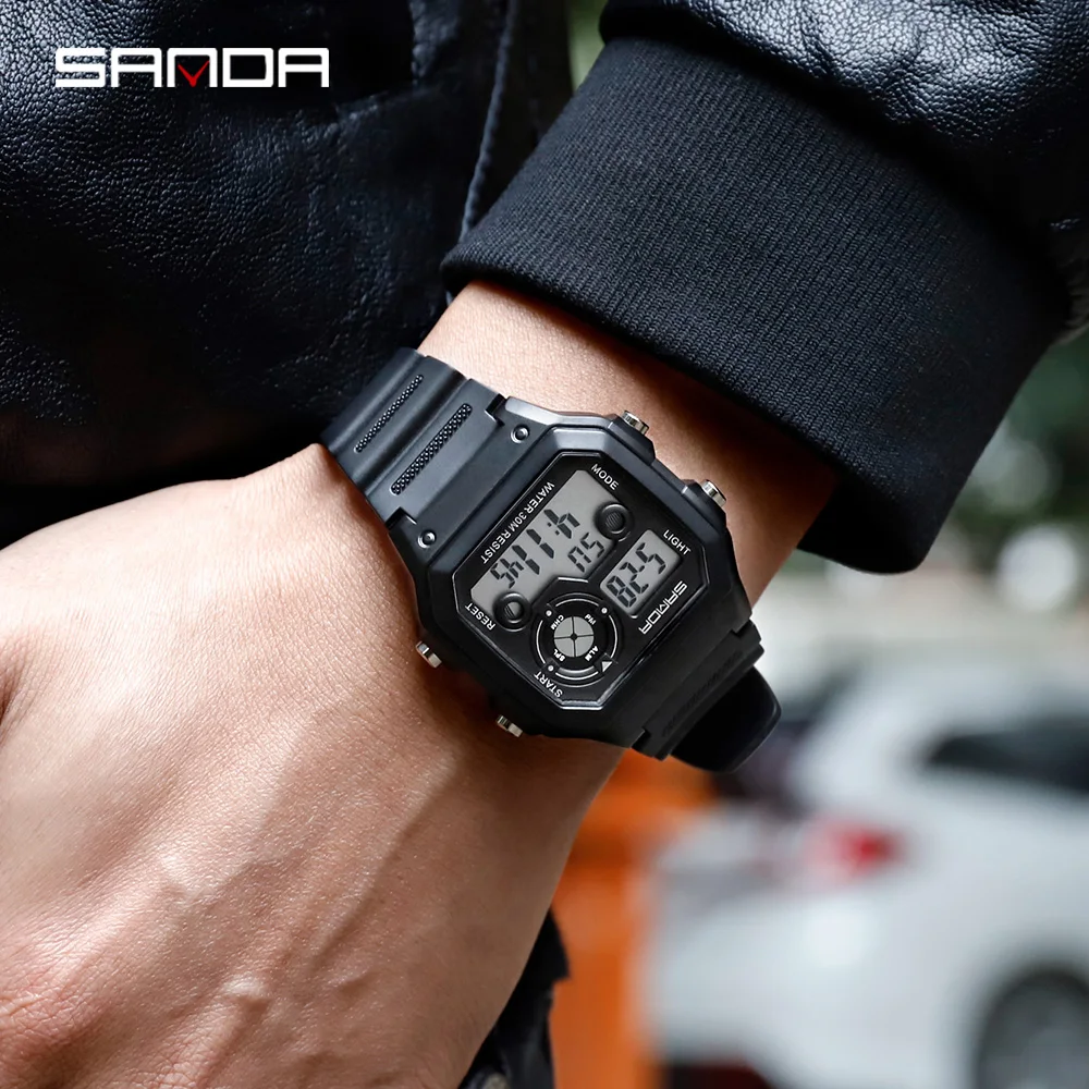 

SANDA Brand Men Sports Watches Fashion Chronos Countdown Men's Waterproof LED Digital Watch Man Military Clock Relogio Masculino