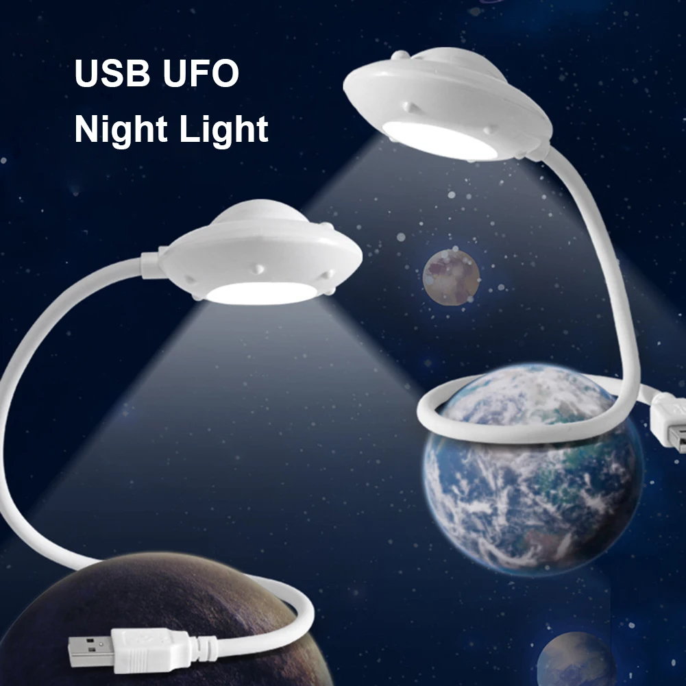 

Настольная лампа в форме НЛО с USB-зарядкой, прикроватный светильник для защиты глаз, спальни, обучения, чтения, ночник, светильник тное освещ...