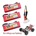 Литий-Полимерный Аккумулятор 7,4 В, 3500 мАч для Wltoys 144001, 124018, 124019, запчасти для радиоуправляемых игрушек, Аккумулятор 7,4 В с зарядным устройством для лодкитанкагрузовика