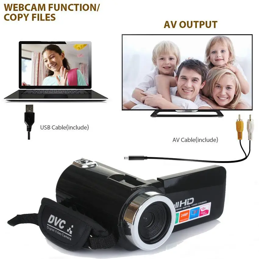 Цифровая видеокамера 2400W1080P 18X зум ночное видение DV с микрофоном широкоугольный