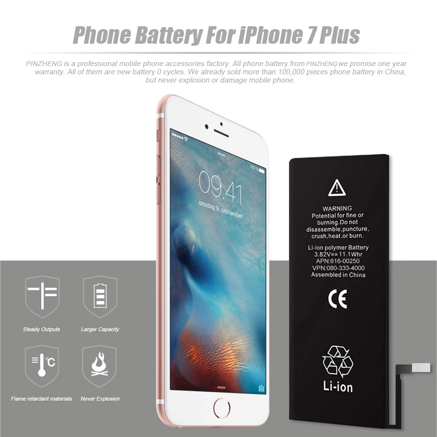 PINZHENG Мобильный телефон батарея для iPhone 7 Plus оригинал 2910mAh Емкость замена Bateria|mobile