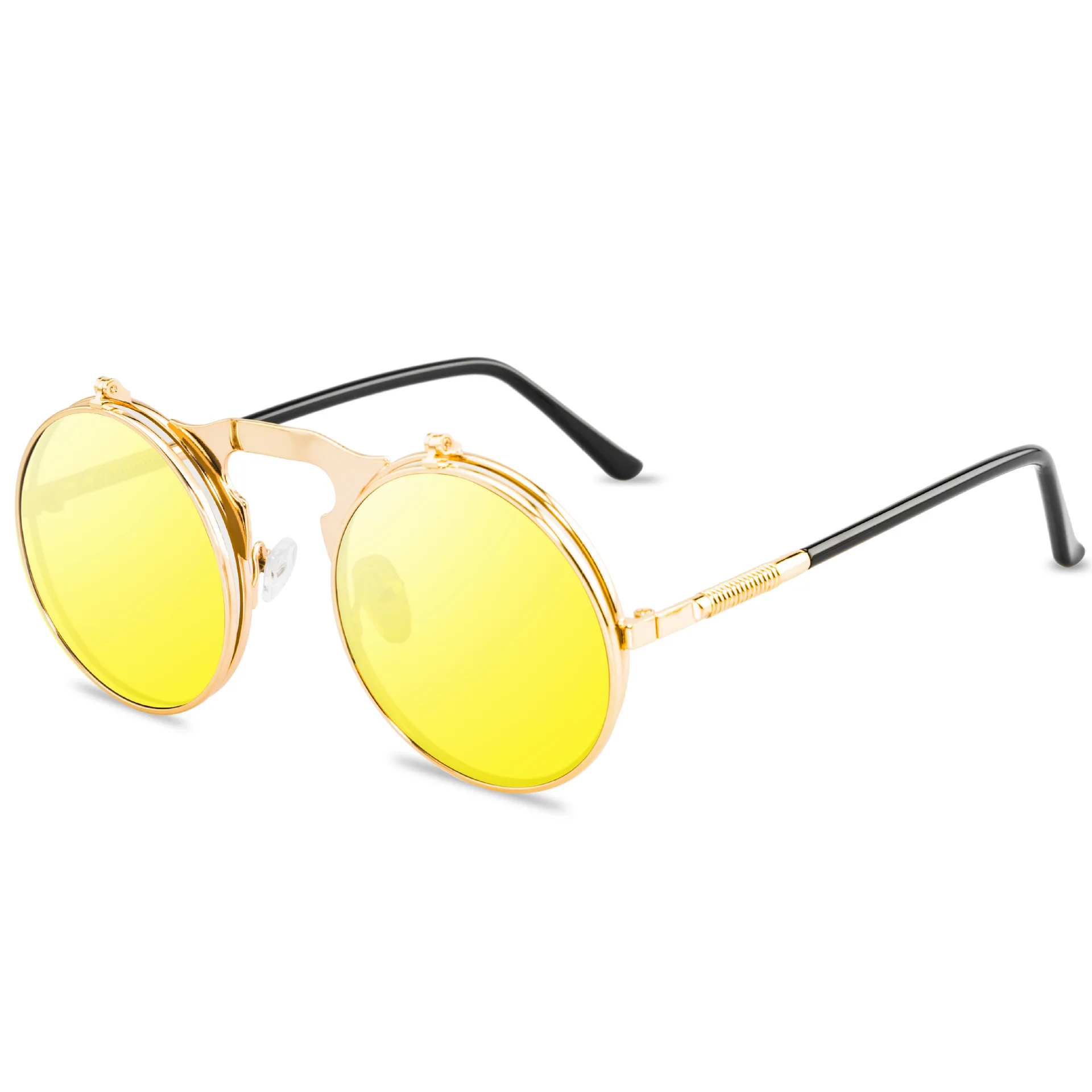 

Steam Fashion Punk Steam Sunglasses Round Metal Style Retro Flip Round Bimetal Sunglasses Men's Round Sunglasses 3057