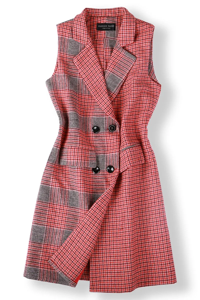 Осенне-зимний женский новый оранжевый красный двусторонний шерстяной жилет