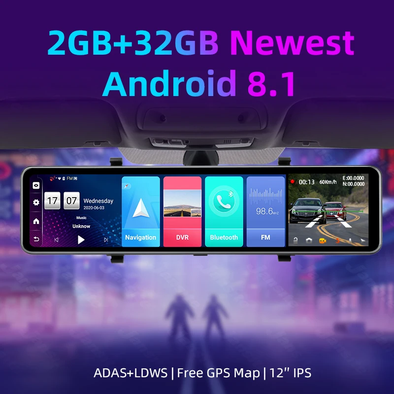 Jansite 2G + 32G Android зеркало заднего вида видеорегистратор 1080P Автомобильный камера с