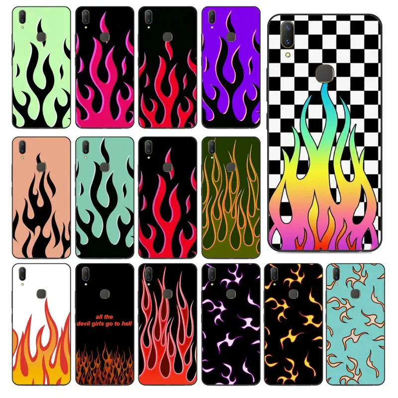 YNDFCNB модное красное пламя облегающий чехол для телефона vivo Y91C Y11 17 19 53 81 31 91