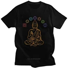 Футболка мужская с изображением Будды семь чакр, хлопок, круглый вырез, короткий рукав, буддизм, мандала, Топ в стиле Харадзюку