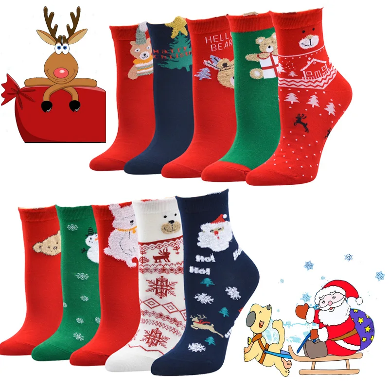 2019 зимние модные новые хлопковые рождественские носки женские милые с