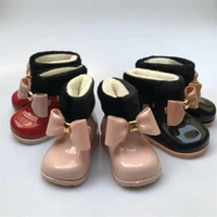 mhyons baby girl rain boots baby children snow boots plus velvet warm bow rain boots fashion rubber shoes children jelly shoes