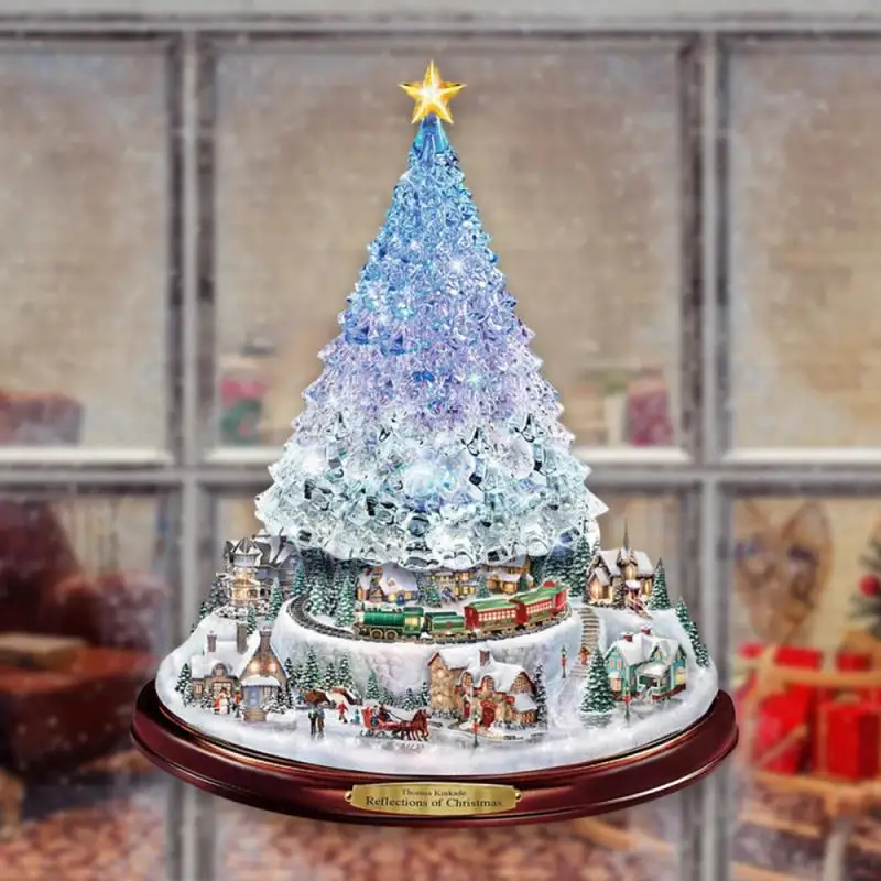 20x30cm Christmas Crystal Tree Santa Claus Snowman Rotating Sculpture Window Paste Sticker Winter 2022 New Year Party Home Decor | Дом и сад