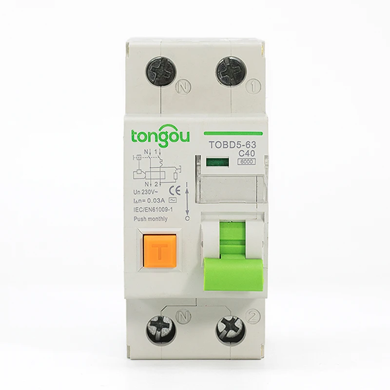 RCBO TOBD5 63 16A 40A 6KA 2P 1P + N электромагнитный выключатель остаточного тока с защитой от