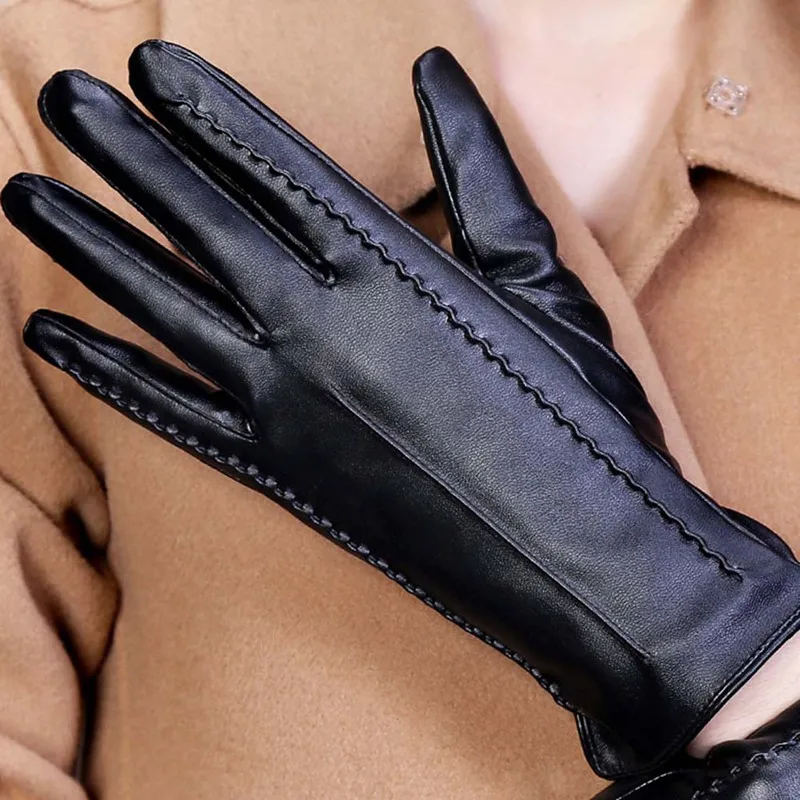 Новые женские перчатки из натуральной кожи зимние теплые мягкие Меховые варежки