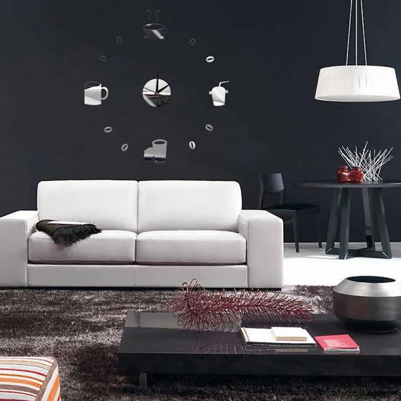 4 цвета кофе DIY настенные часы рамка зеркальная поверхность наклейки детская