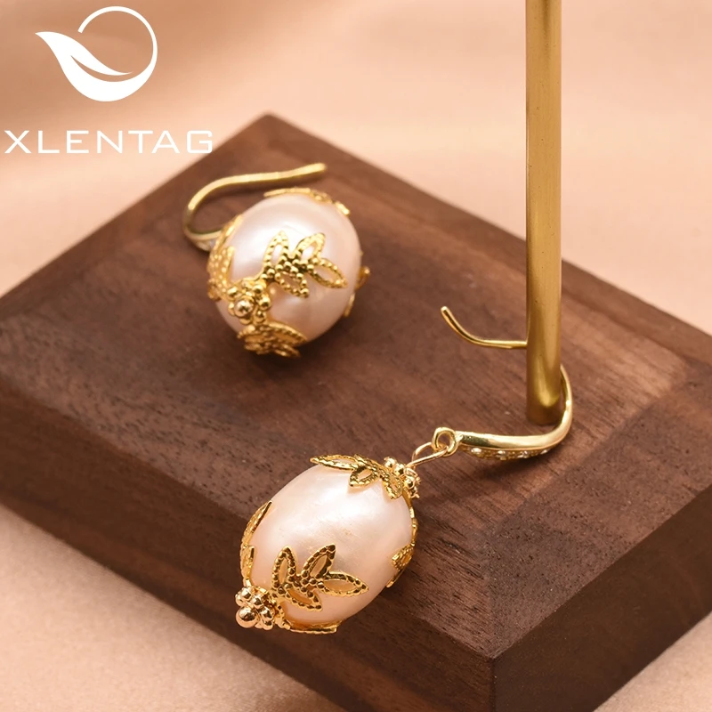 Женские серьги с растительным цветком XlentAg круглые серьги-Крючки из натурального