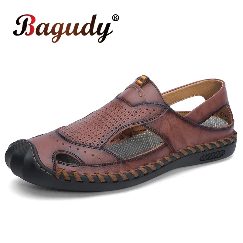 

Classic High Quality Summer Men Casual Sandals Soft Comfortable Men Cow genuine leather Sandals Man Roman Outdoor Beach Sandals