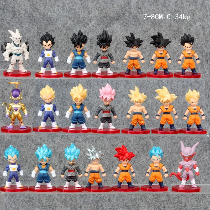 

2 types 7-8CM 21PCS/sets Anime Dragon Ball Z Model Figure Toy Gift Super Saiyan Goku Vegeta Trunks Majin Buu Frieza