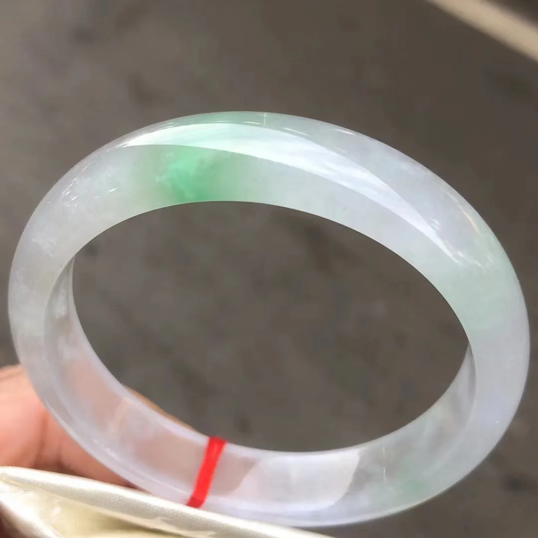 

Natural Myanmar jadeite bangle flat bar real jadeite bangle natural green jade stone for woman temperament bracelets 58mm 88