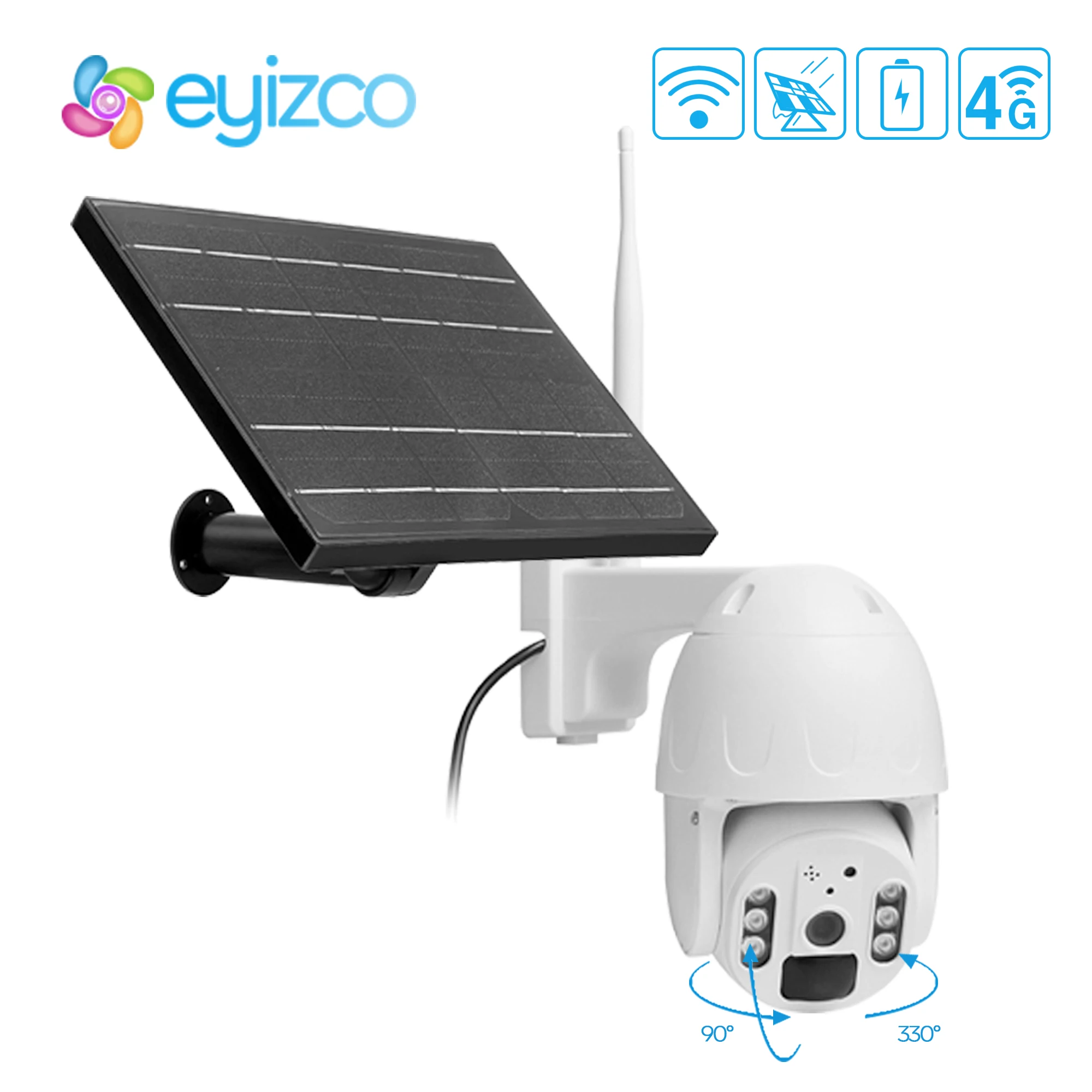 

IP-камера с солнечной панелью, 4G, SIM, 1080P, 8 Вт, водонепроницаемая, PTZ, с питанием от аккумулятора, с пассивным инфракрасным датчиком движения 360, ...