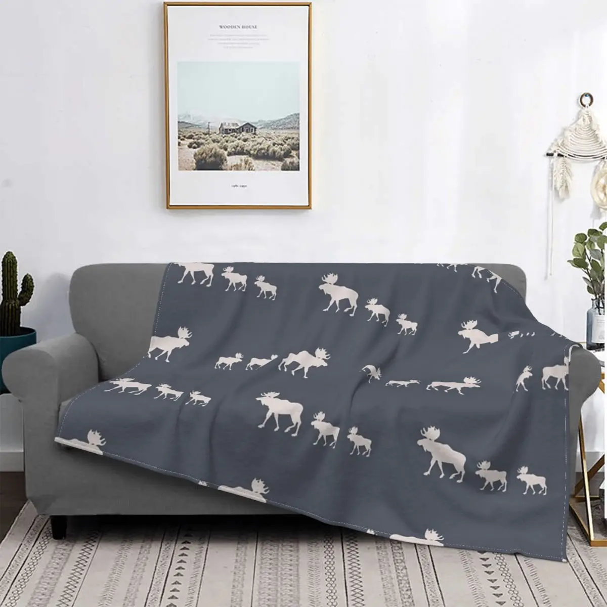 

Moose Lakeside Blanket Bedspread Bed Plaid Bed Plaid Anime Plaid Double Blanket Luxury Beach Towel