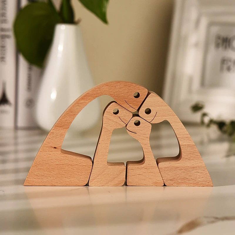 

Wooden Ornament Family Sculptures Men Women and Child Figurine Decoration DIY Wood Piece anniversary Gift