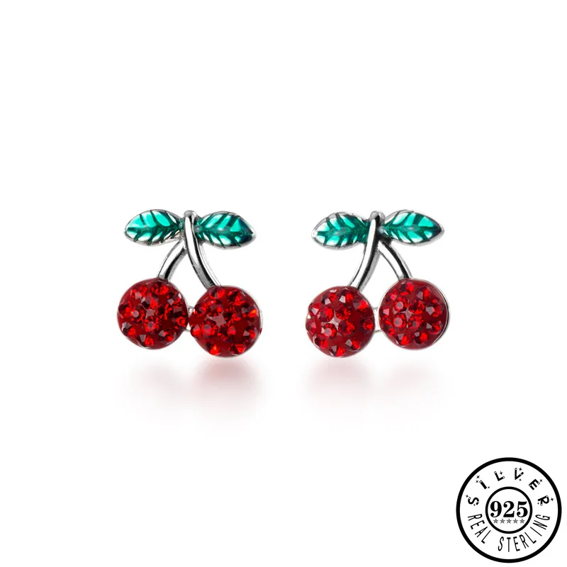 Для девочек 925 стерлингового серебра Cherry Форма с красным кубический циркон