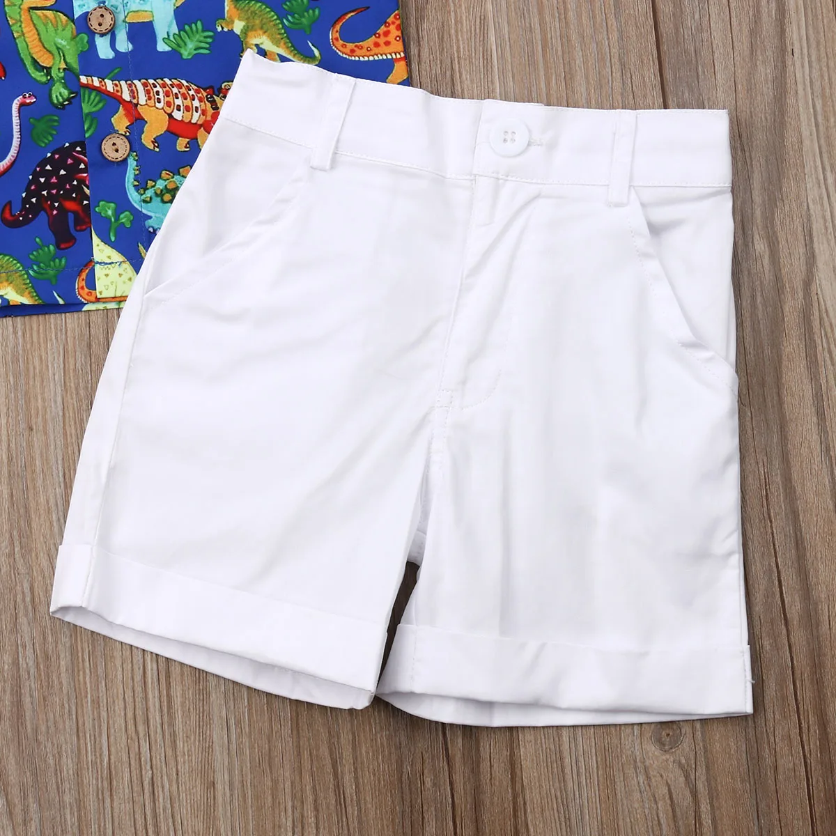 2pcs Boys Clothes Set Cute Animal Dinosaur Print Shirt Tops White Short Pant Toddler Outfit Children Clothing |