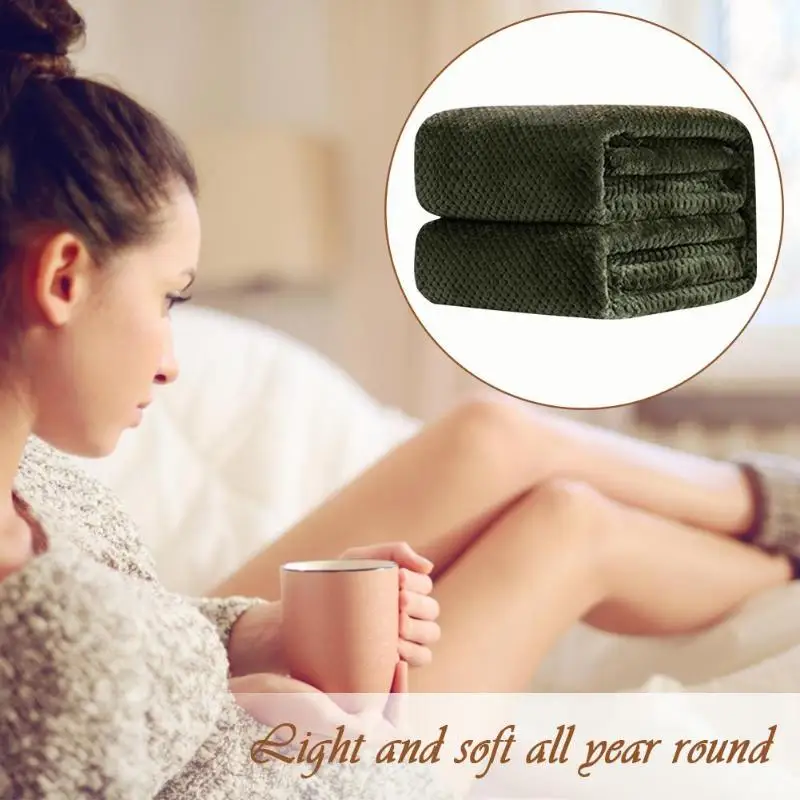 Легкое мягкое Флисовое одеяло в клетку однотонный портативный домашний текстиль