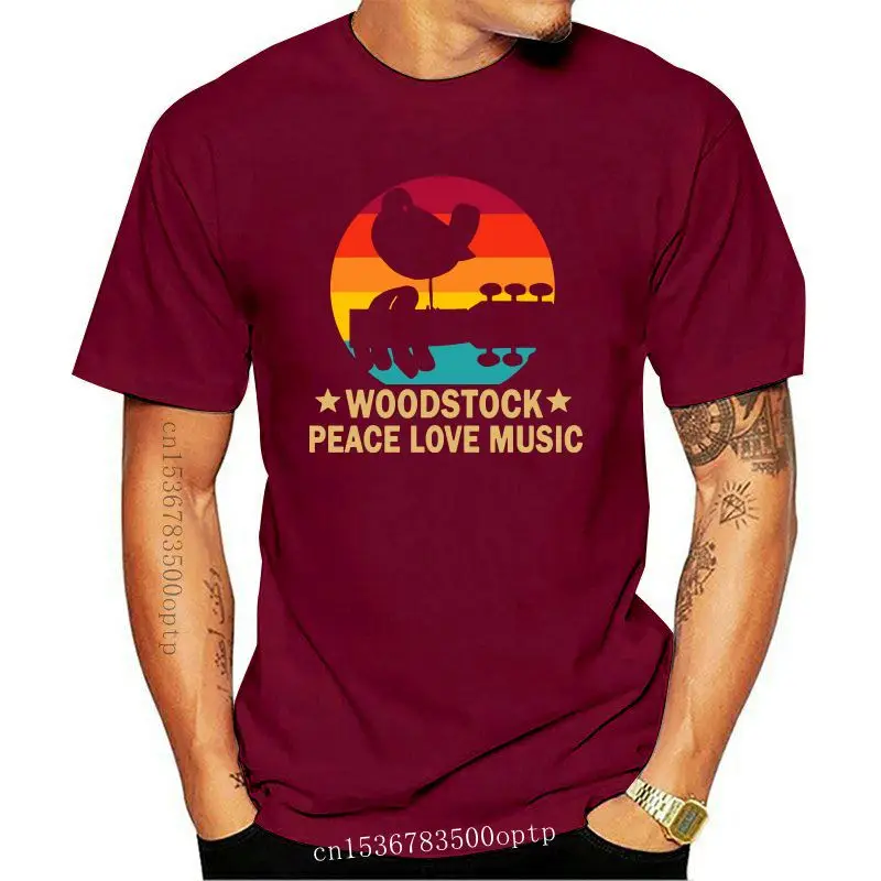 

New Vintage Woodstocks 50Th Anniversary Peace Love Black T-Shirt Women Men S 2Xl Cotton Short Sleeve Tee Shirt