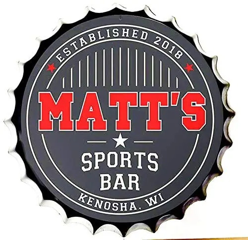 

Tin Sign Bottle Cap Metal Tin Sign Sports Bar , Round Metal Signs for Home and Kitchen Bar Cafe